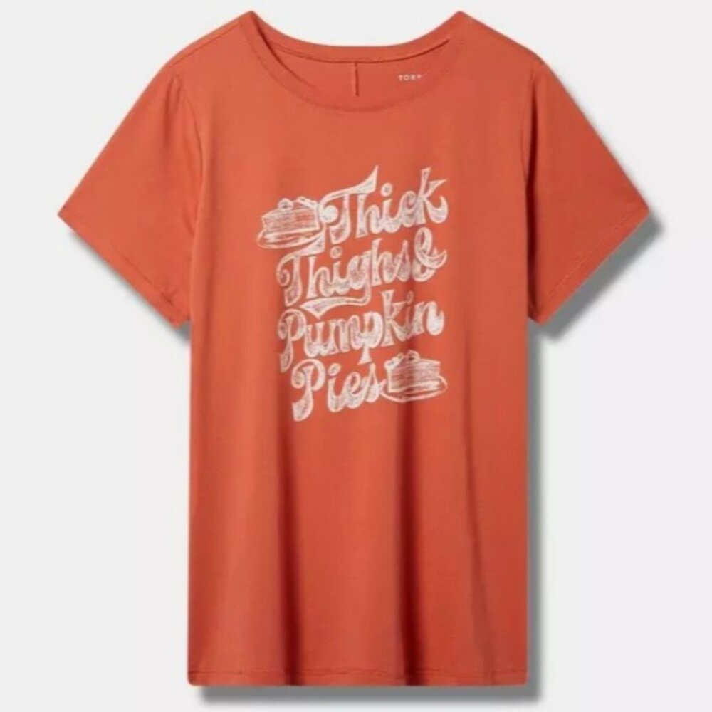 Torrid 2 2X 18-20 Thick Thighs Pumpkin Pies Holiday Vintage Cotton Crew Neck Tee
